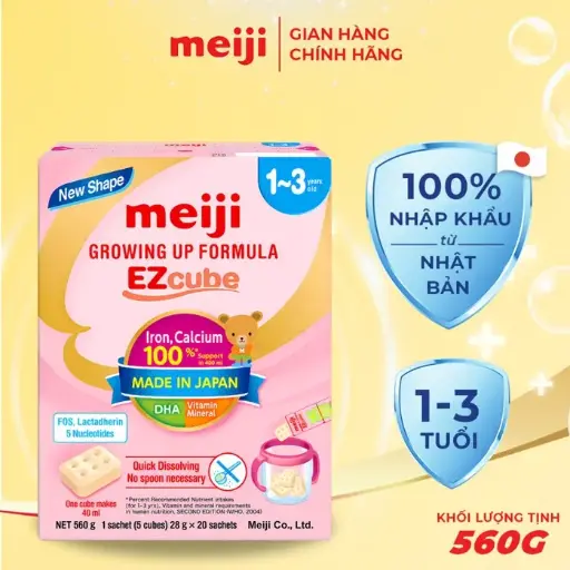 GU560-Sản Phẩm Dinh Dưỡng Công Thức Dạng Viên Meiji Growing Up Formula EZcube - Nhập khẩu chính hãng (560g)